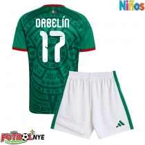 Camiseta México Orbelin Pineda #17 Primera Equipación para niños Mundial 2026 manga corta (+ pantalones cortos)